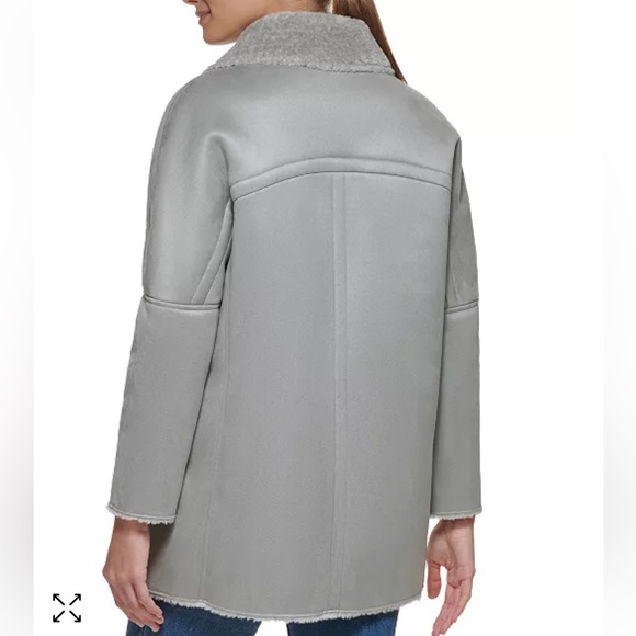 Calvin Klein Faux Shearling Coat, Gray, Size: XS, *NWT* - Picture 10 of 11